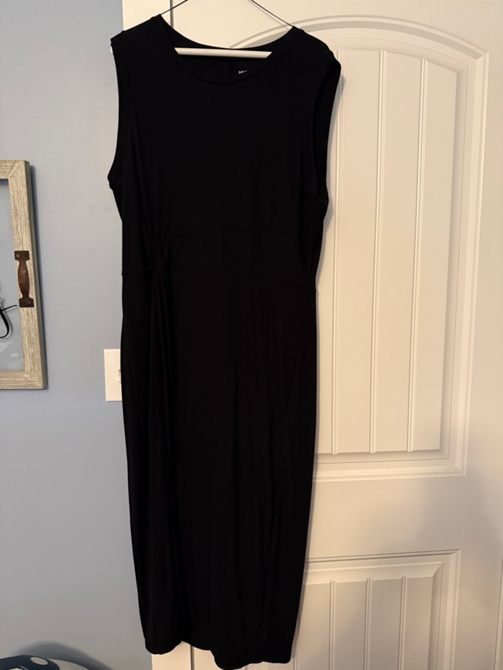 Nine West Black Sleeveless Midi Dress with Side Knot